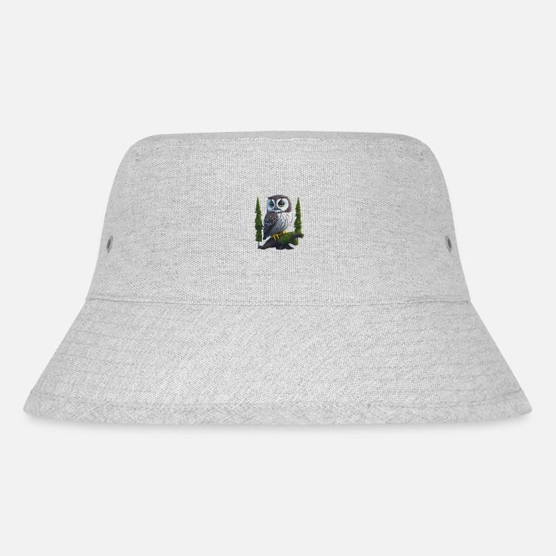 Little Eagle Owl - Stanley/Stella Recycled Bucket Hat - heather grey