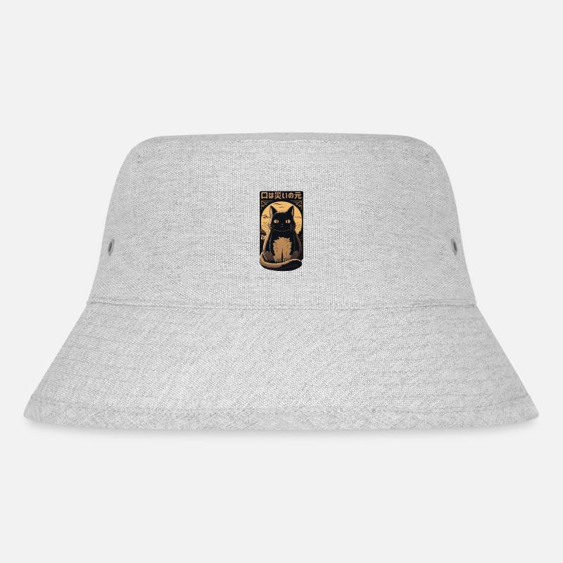 Black Cat - Stanley/Stella Recycled Bucket Hat - heather grey