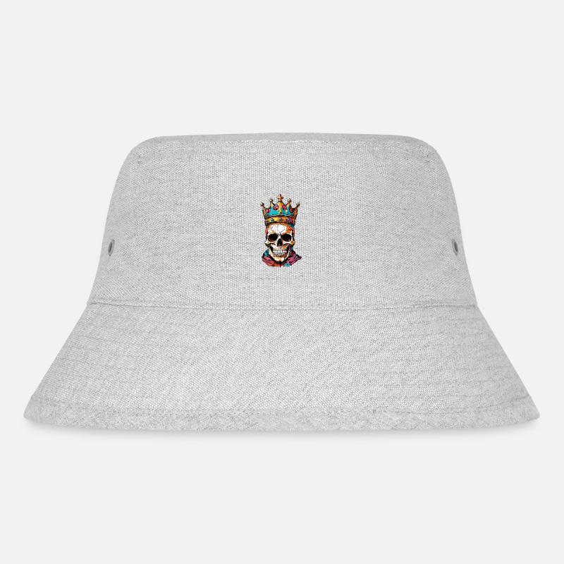 Totenkopf mit Krone - Stanley/Stella recycelter Bucket Hat - Grau meliert