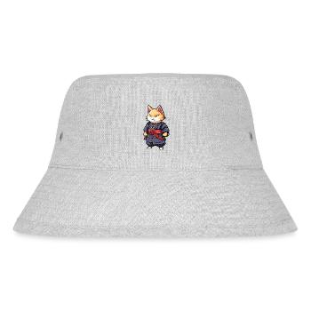 Samurai-Katze #6 - Stanley/Stella recycelter Bucket Hat - Grau meliert - Vorne