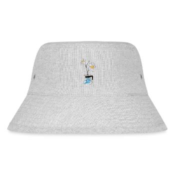 Kaffeekanne mit Blume - Stanley/Stella recycelter Bucket Hat - Grau meliert - Vorne