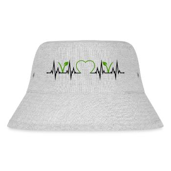 Vegan Vegetarian Heartbeat Heart ECG Vegan - Stanley/Stella Recycled Bucket Hat - heather grey - Front