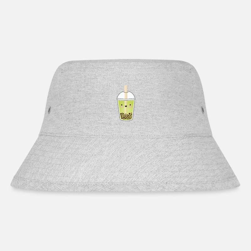 Grüner Matcha Bubble Tea Kawaii - Stanley/Stella recycelter Bucket Hat - Grau meliert