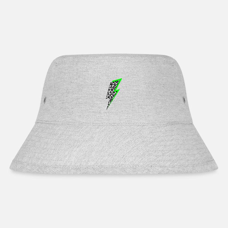 Blitz Leoparden Muster mit Neon Schatten - Stanley/Stella recycelter Bucket Hat - Grau meliert