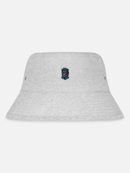 Squelette Crâne avec chapeau et fleurs Bande dessinée cool - Bob recyclé Stanley/Stella - gris chiné