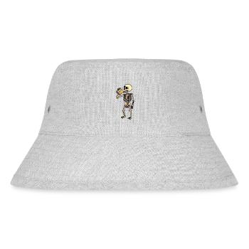 Skelett trinkt Bier, Halloween - Stanley/Stella recycelter Bucket Hat - Grau meliert - Vorne
