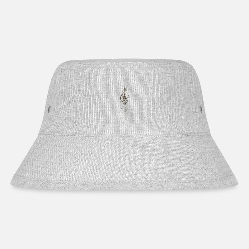 Buddha Kopf mit Namasté Schriftzug Yoga Spruch - Stanley/Stella recycelter Bucket Hat - Grau meliert