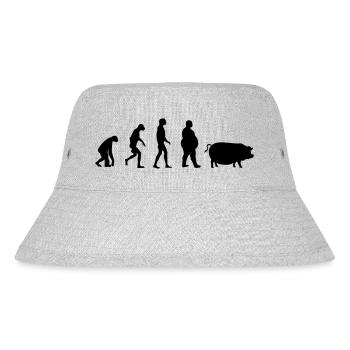 Evolution vom Affe zum Mensch zum Schwein - Stanley/Stella recycelter Bucket Hat - Grau meliert - Vorne