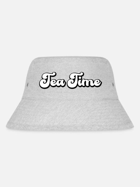 Tea Time Spruch - Stanley/Stella recycelter Bucket Hat - Grau meliert