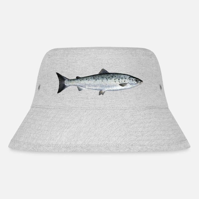 Lachs - Stanley/Stella recycelter Bucket Hat - Grau meliert