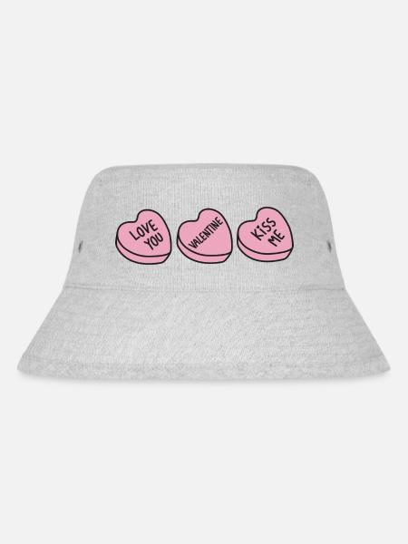 Valentine Hearts Rosa - Stanley/Stella recycelter Bucket Hat - Grau meliert