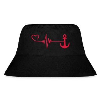 Anker Herz Pulsschlag - Stanley/Stella recycelter Bucket Hat - Schwarz - Vorne