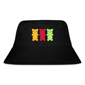 3 bunte Gummibaerchen - Stanley/Stella recycelter Bucket Hat - Schwarz - Vorne