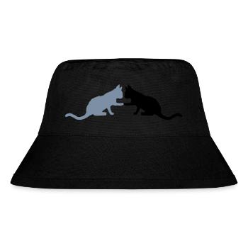 2 süße Katzen Silhouette - Stanley/Stella recycelter Bucket Hat - Schwarz - Vorne