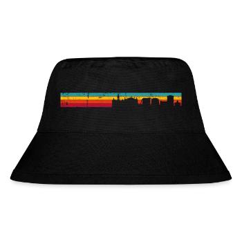 Silhouette des Sonnenuntergangs-Skyline-Verlaufs - Stanley/Stella recycelter Bucket Hat - Schwarz - Vorne