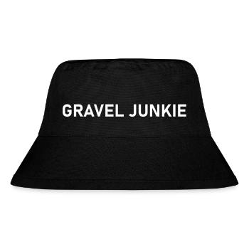 Gravel Junkie Tekst Weiß - Stanley/Stella recycelter Bucket Hat - Schwarz - Vorne