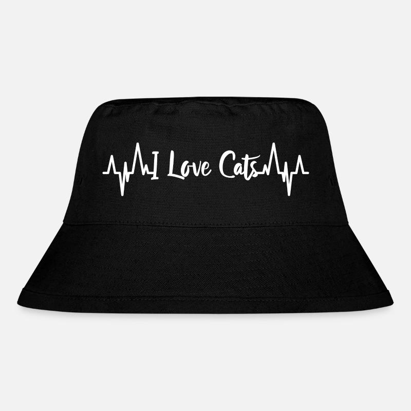 Ich liebe Katzen Herzschlag - Stanley/Stella recycelter Bucket Hat - Schwarz