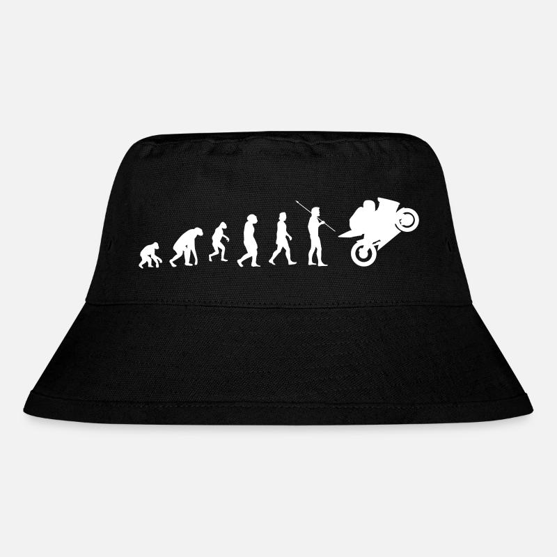Motorcycle evolution - Stanley/Stella Recycled Bucket Hat - black