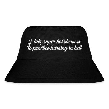 heiße Duschen Text - Stanley/Stella recycelter Bucket Hat - Schwarz - Vorne