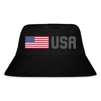 TEAM USA amerikanische Flagge Fahne vor Schrift - Stanley/Stella recycelter Bucket Hat - Schwarz - Vorne