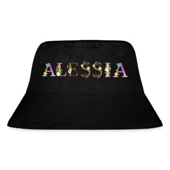 ALESSIA Name mit Blumen geschmückt - Stanley/Stella recycelter Bucket Hat - Schwarz - Vorne