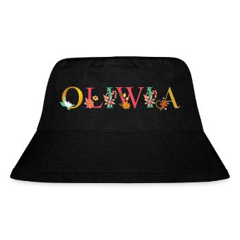 OLIWIA name decorated with flowers - Stanley/Stella Recycled Bucket Hat - black - Front