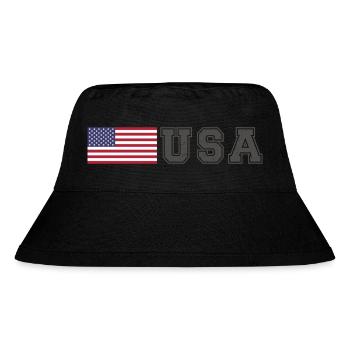 TEAM USA amerikanische Flagge Fahne vor Schrift - Stanley/Stella recycelter Bucket Hat - Schwarz - Vorne