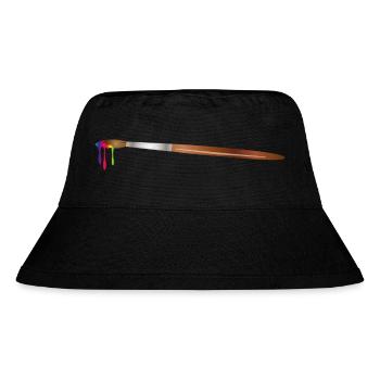 Künstler Pinsel mit Regenbogen Farben - Stanley/Stella recycelter Bucket Hat - Schwarz - Vorne
