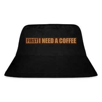 Fist I need Coffee - Stanley/Stella recycelter Bucket Hat - Schwarz - Vorne