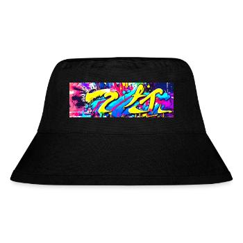Graffiti Farbe Fleck Streetart - Stanley/Stella recycelter Bucket Hat - Schwarz - Vorne
