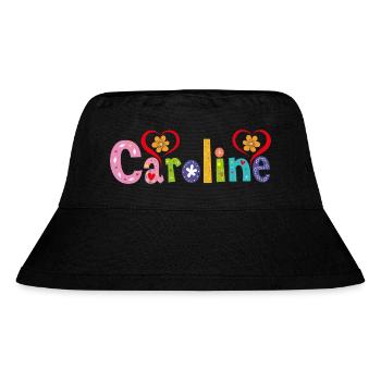 Personalisierter Caroline-Name - Stanley/Stella recycelter Bucket Hat - Schwarz - Vorne