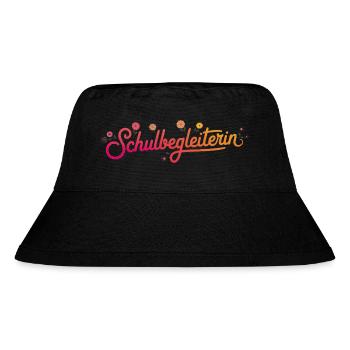 Schulbegleiterin mit Blumenmotiv - Stanley/Stella recycelter Bucket Hat - Schwarz - Vorne