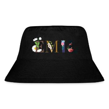 EMIL Name mit Blumen geschmückt - Stanley/Stella recycelter Bucket Hat - Schwarz - Vorne