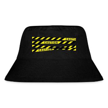 caution_f2 - Stanley/Stella Recycled Bucket Hat - black - Front
