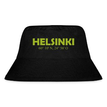Helsinki Finland - Coordinates Longitude Latitude - Stanley/Stella recycelter Bucket Hat - Schwarz - Vorne