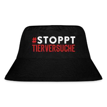 Tierversuch STOPPT TIERVERSUCHE Lustigse - Stanley/Stella recycelter Bucket Hat - Schwarz - Vorne