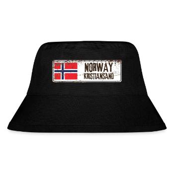 Kristiansand Norwegen Flagge - Stanley/Stella recycelter Bucket Hat - Schwarz - Vorne