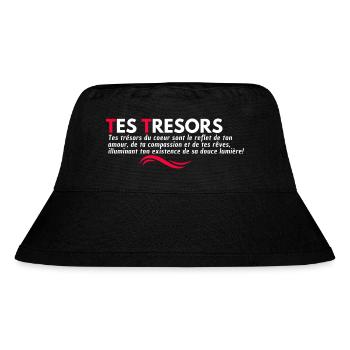 IHRE SCHÄTZE. Zitat - Stanley/Stella recycelter Bucket Hat - Schwarz - Vorne