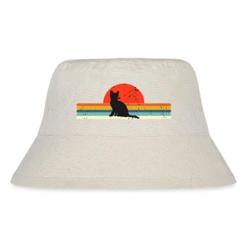 Cat Vintage Retro Sonnenuntergang - Stanley/Stella recycelter Bucket Hat - Naturweiß - Vorne