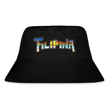 Filipina guapa beach with sunset, yellow - Stanley/Stella Recycled Bucket Hat - black - Front
