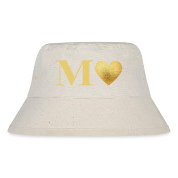 Buchstabe m goldenes Herz - Stanley/Stella recycelter Bucket Hat - Naturweiß - Vorne