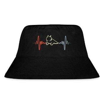 Katze Pulsschlag Vintage Look - Stanley/Stella recycelter Bucket Hat - Schwarz - Vorne