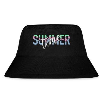 Summer time - Sommerzeit - Urlaub - Stanley/Stella recycelter Bucket Hat - Schwarz - Vorne