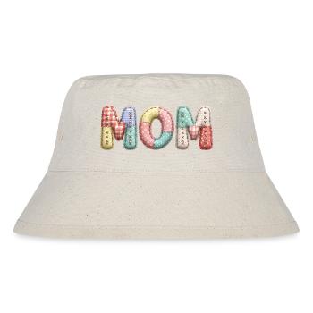 Mom Schriftzug Patchwork Stoff Look - Stanley/Stella recycelter Bucket Hat - Naturweiß - Vorne