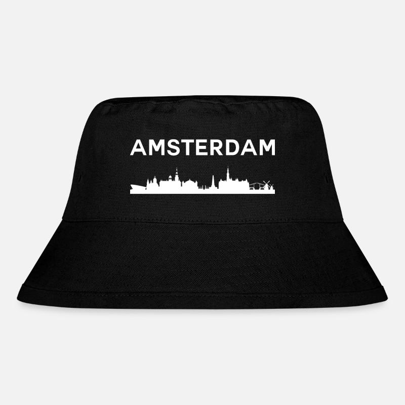 Amsterdam Skyline - Stanley/Stella Recycled Bucket Hat - black