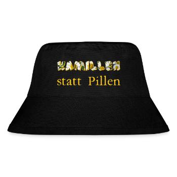 kamillen statt pillen - Stanley/Stella recycelter Bucket Hat - Schwarz - Vorne