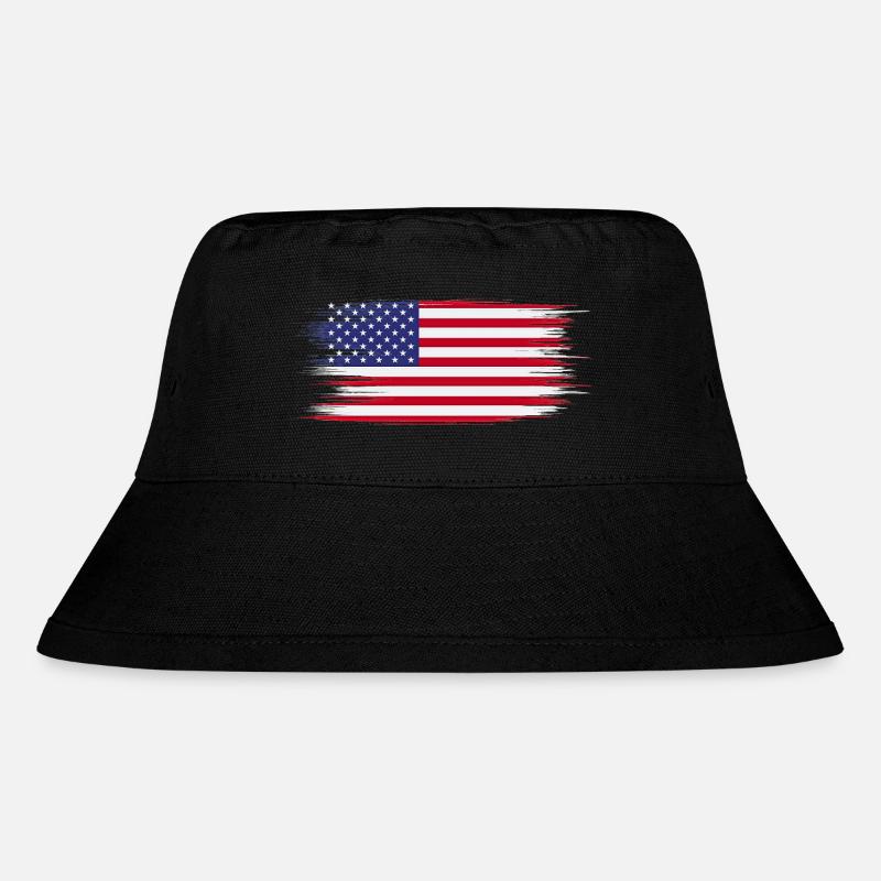 American Flag Brush - Stanley/Stella Recycled Bucket Hat - black