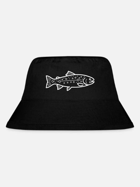 Detaillierte Forelle Bachforelle Muster - Stanley/Stella recycelter Bucket Hat - Schwarz