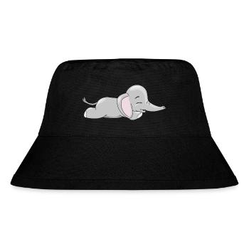 Schlafendes süßes Elefantenbaby - Stanley/Stella recycelter Bucket Hat - Schwarz - Vorne