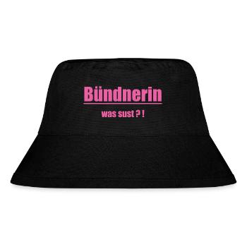 Bündnerin Was Sus?! Pink Text - Stanley/Stella recycelter Bucket Hat - Schwarz - Vorne